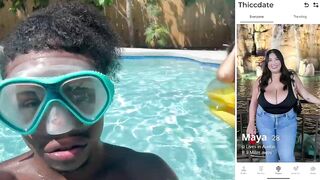 BarbieDollStef Ebony Couple BBC Pool Party with Blowjob and Fuck in Water