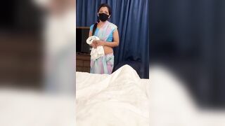 Desi Maid Indian MILF gets a hot creampie by a guest in a hotel