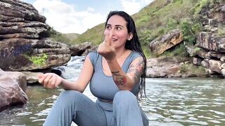 Blowjob And Big Ass Fucking Sex On The River Rocks with My BF's Friend