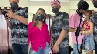 New desi indian private live - cute girl on live with threesome sex