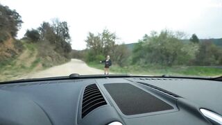 NEW Russian Blonde Hitchhiker Rides stranger Dick roadside and gets a facial