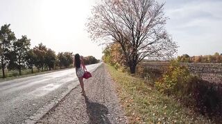 NEW Asian Hitchhiker pays her fare by riding drivers cock